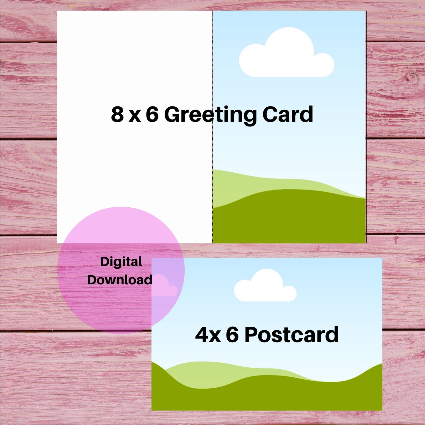 Postcard 8x6 Greeting Card and 4x6 Template | DIY Printable Design | Instant download | Commercial & Personal use | Custom Template | Canva