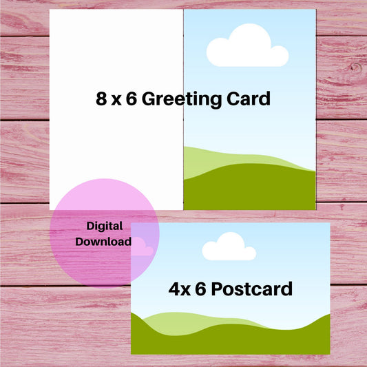 Postcard 8x6 Greeting Card and 4x6 Template | DIY Printable Design | Instant download | Commercial & Personal use | Custom Template | Canva