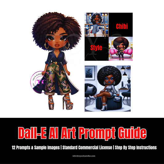 Chibi-Style African American Women Dall-e3 Prompt | Customizable Prompts | 12 Sample ChatGPT :4 Prompts | Ai-generated art | Ai prompt guide