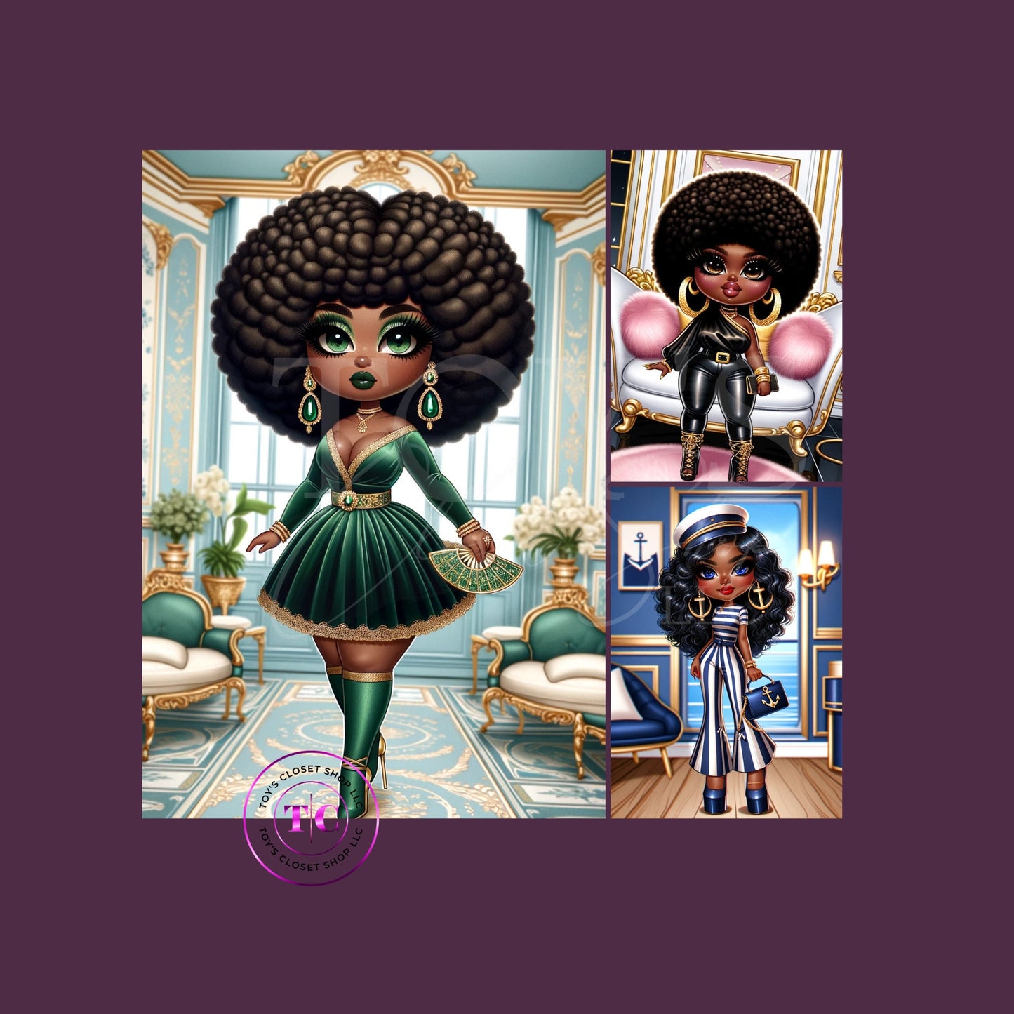 Chibi-Style African American Women Dall-e3 Prompt | Customizable Prompts | 12 Sample ChatGPT :4 Prompts | Ai-generated art | Ai prompt guide