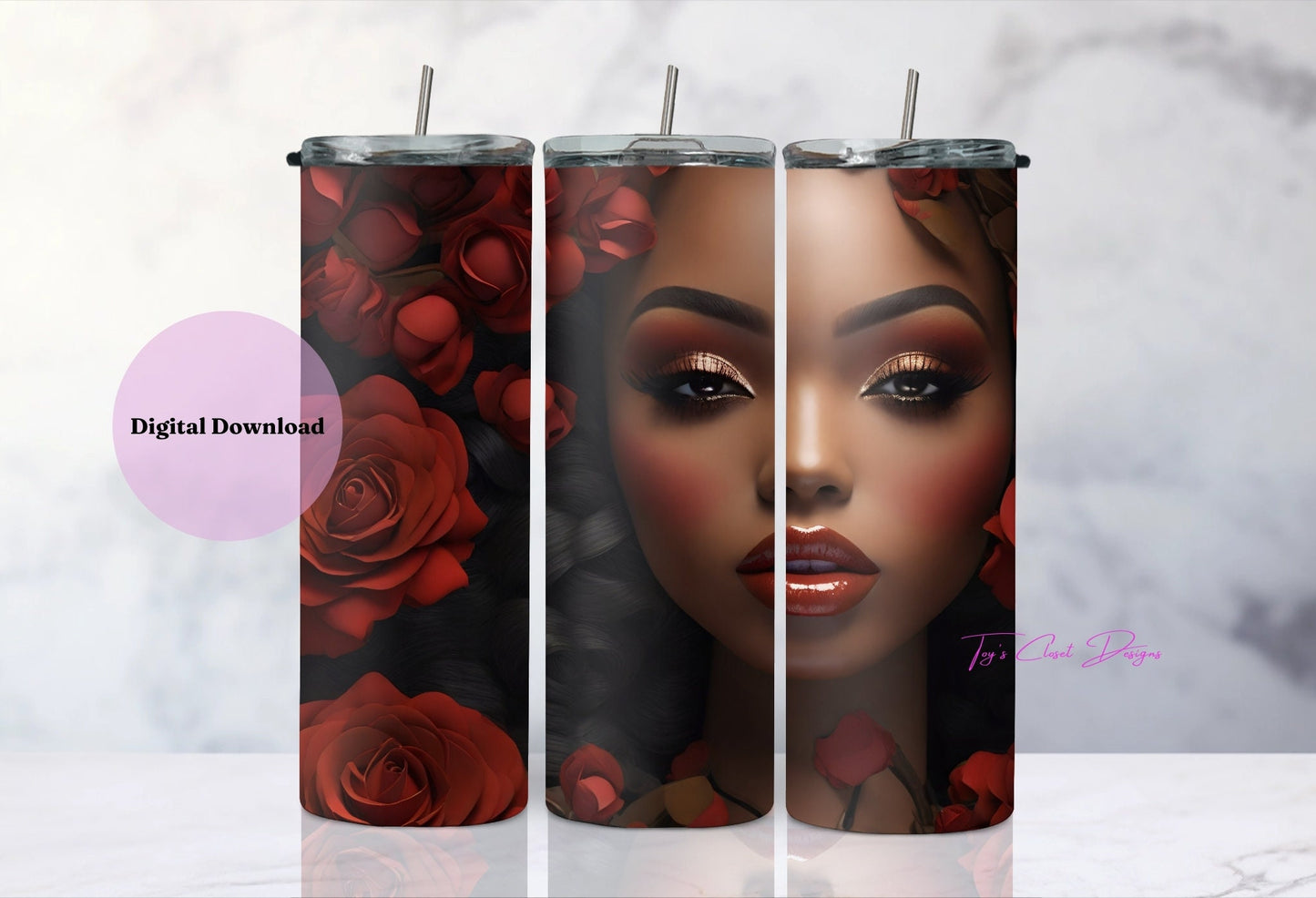 Exclusive Rose Tumbler Wrap  | Instant Download Sublimation |  Easy Apply | PNG | Commercial Rights Included | Straight | Tapered