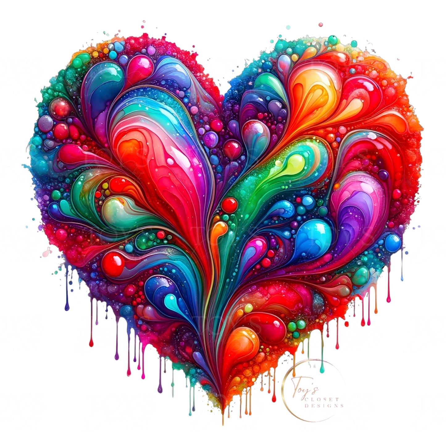 Colorful Heart PNG Design | Ideal for Sublimation Transfer | Instant Download | High Quality | PNG  | Various Uses for Crafters