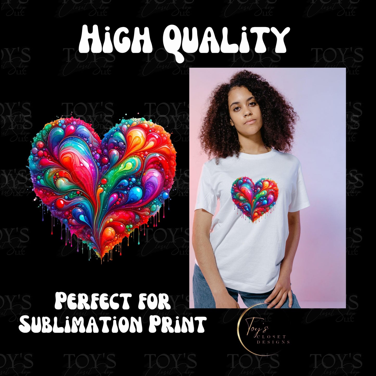 Colorful Heart PNG Design | Ideal for Sublimation Transfer | Instant Download | High Quality | PNG  | Various Uses for Crafters