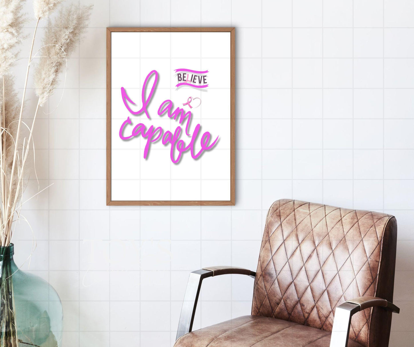 I Am Capable Inspirational PNG | Breast Cancer Art Printable | High-Resolution Design for T-Shirts, Home Décor, 300dpi Instant Download